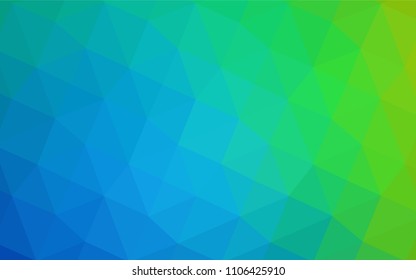 Light Blue, Green vector shining triangular cover. Geometric illustration in Origami style with gradient.  The template for cell phone's backgrounds.