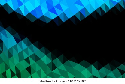 Light Blue, Green vector shining hexagonal pattern. Geometric illustration in Origami style with gradient.  A completely new template for your business design.