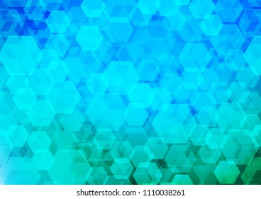 Light Blue, Green vector shining hexagonal pattern. A completely new color illustration in a vague style. A new texture for your design.