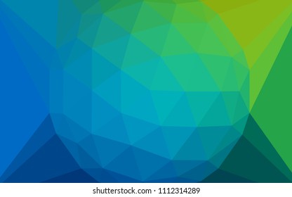 Light Blue, Green vector shining triangular layout with a gem in a centre. Illustration in abstract style with triangles. Best triangular design for your business.