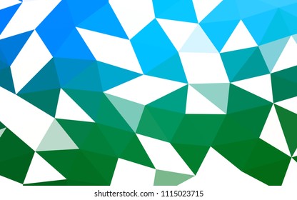 Light Blue, Green vector shining hexagonal shining triangular. A completely new color illustration in a vague style. The textured pattern can be used for background.