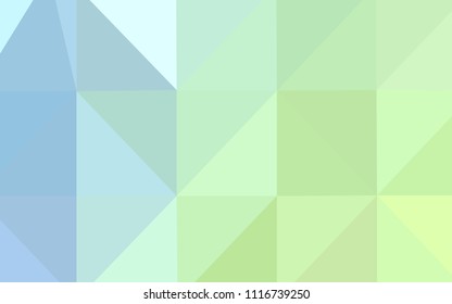 Light Blue, Green vector shining triangular cover. Geometric illustration in Origami style with gradient.  That pattern can be used as a part of a brand book.