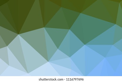 Light Blue, Green vector shining triangular backdrop. Creative illustration in halftone style with triangles. A completely new design for your leaflet.