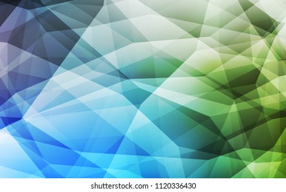 Light Blue, Green vector shining triangular layout. Triangular geometric sample with gradient.  Brand new style for your business design.