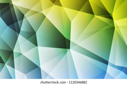 Light Blue, Green vector shining triangular cover. Creative illustration in halftone style with triangles. Polygonal design for your web site.