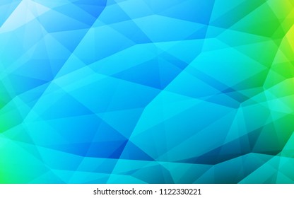 Light Blue, Green vector shining triangular layout. Geometric illustration in Origami style with gradient.  Best triangular design for your business.