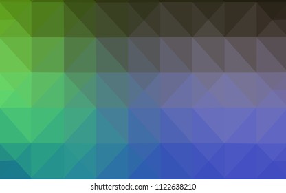 Light Blue, Green vector shining triangular backdrop. Polygonal abstract illustration with gradient. The best triangular design for your business.