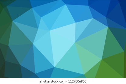 Light Blue, Green vector shining triangular cover. Creative illustration in halftone style with triangles. Brand new style for your business design.