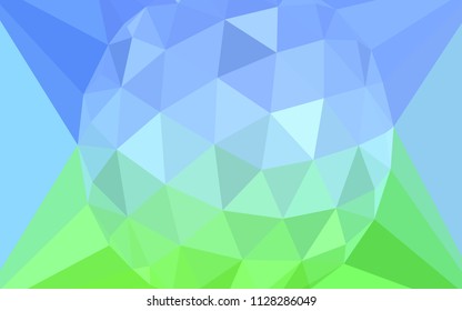 Light Blue, Green vector shining triangular layout with a gem in a centre. Colorful illustration with gradient. Polygonal design for your web site.