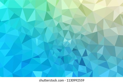 Light Blue, Green vector shining triangular backdrop. Geometric illustration in Origami style with gradient.  Completely new template for your banner.