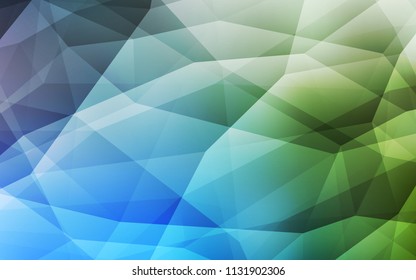 Light Blue, Green vector shining triangular layout. Triangular geometric sample with gradient.  New template for your brand book.