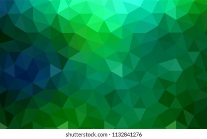 Light Blue, Green vector shining triangular layout. Creative geometric illustration in Origami style with gradient. Pattern for a brand book's backdrop.