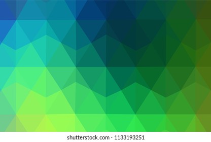 Light Blue, Green vector shining triangular backdrop. Elegant bright polygonal illustration with gradient. Textured pattern for your backgrounds.