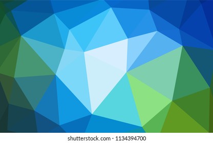 Light Blue, Green vector shining triangular layout. Geometric illustration in Origami style with gradient.  Template for cell phone's backgrounds.