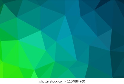 Light Blue, Green vector shining triangular cover. Shining polygonal illustration, which consist of triangles. Textured pattern for your backgrounds.