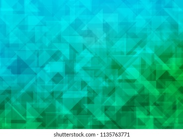 Light Blue, Green vector shining hexagonal shining triangular. Creative geometric illustration in Origami style with gradient. The best triangular design for your business.