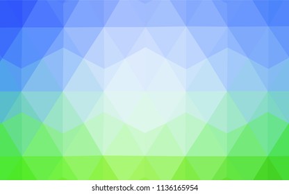 Light Blue, Green vector shining triangular cover. Colorful illustration in abstract style with triangles. Brand new style for your business design.