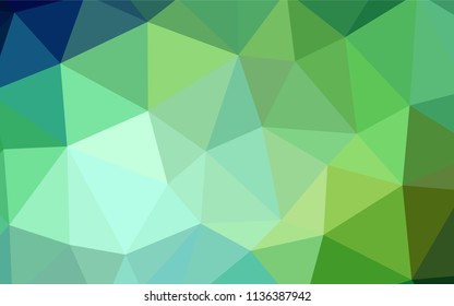 Light Blue, Green vector shining triangular backdrop. Geometric illustration in Origami style with gradient.  Polygonal design for your web site.