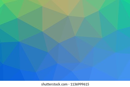 Light Blue, Green vector shining triangular cover. Creative geometric illustration in Origami style with gradient. Best triangular design for your business.