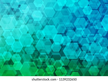 Light Blue, Green vector shining hexagonal pattern. A vague abstract illustration with gradient. hexagonal pattern for your business design.