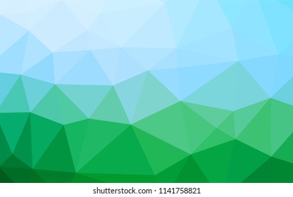 Light Blue, Green vector shining hexagonal template. Geometric illustration in Origami style with gradient.  Triangular pattern for your business design.