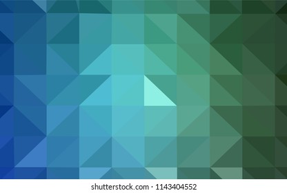 Light Blue, Green vector shining triangular layout. Creative illustration in halftone style with triangles. Template for cell phone's backgrounds.