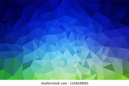 Light Blue, Green vector shining triangular backdrop. Colorful illustration in abstract style with triangles. A new texture for your web site.