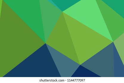 Light Blue, Green vector shining triangular backdrop. Shining polygonal illustration, which consist of triangles. New template for your brand book.