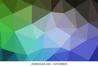 Light Blue, Green vector shining triangular backdrop. Geometric illustration in Origami style with gradient.  New template for your brand book.