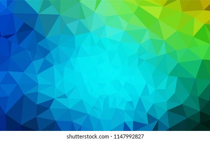 Light Blue, Green vector shining triangular cover. Shining polygonal illustration, which consist of triangles. Pattern for a brand book's backdrop.
