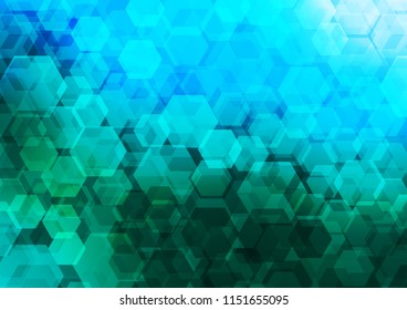 Light Blue, Green vector shining hexagonal template. Geometric illustration in Origami style with gradient.  Brand new style for your business design.