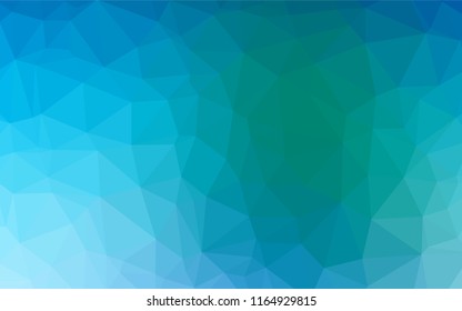 Light Blue, Green vector shining hexagonal pattern. Triangular geometric sample with gradient.  The template can be used as a background for cell phones.