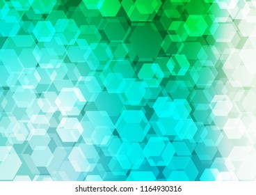 Light Blue, Green vector shining hexagonal background. Brand new colored illustration in blurry style with gradient. Brand new design for your business.