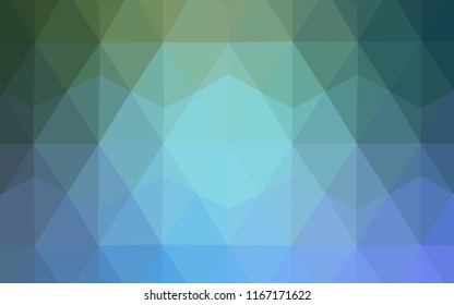 Light Blue, Green vector shining triangular backdrop. Shining polygonal illustration, which consist of triangles. Completely new template for your banner.