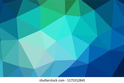 Light Blue, Green vector shining triangular backdrop. Elegant bright polygonal illustration with gradient. Textured pattern for your backgrounds.