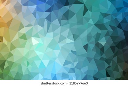 Light Blue, Green vector shining triangular backdrop. Polygonal abstract illustration with gradient. A completely new design for your leaflet.