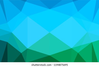 Light Blue, Green vector shining hexagonal background. Colorful illustration in abstract style with gradient. The best triangular design for your business.