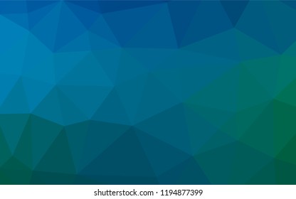 Light Blue, Green vector shining hexagonal template. Shining illustration, which consist of triangles. Triangular pattern for your business design.