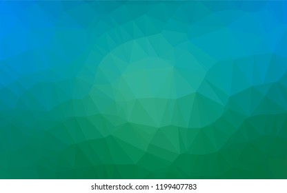 Light Blue, Green vector shining hexagonal background. Creative geometric illustration in Origami style with gradient. Triangular pattern for your business design.