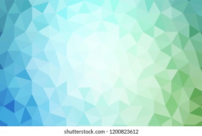 Light Blue, Green vector shining triangular layout. Shining polygonal illustration, which consist of triangles. Template for cell phone's backgrounds.