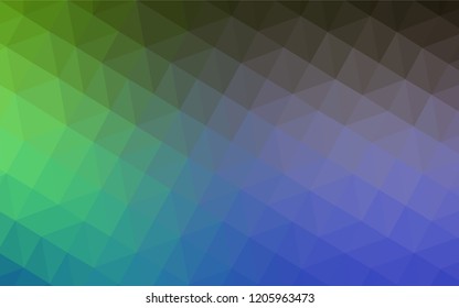 Light Blue, Green vector shining triangular cover. Creative illustration in halftone style with triangles. Polygonal design for your web site.
