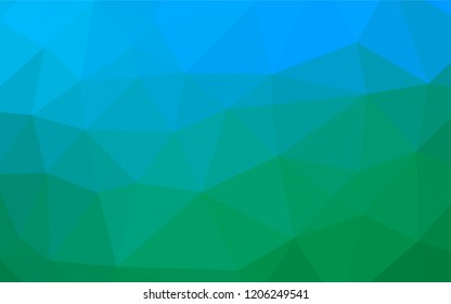 Light Blue, Green vector shining hexagonal background. Triangular geometric sample with gradient.  Brand new design for your business.