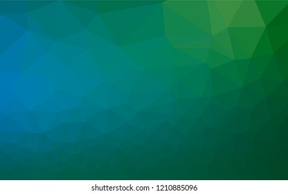 Light Blue, Green vector shining hexagonal pattern. Geometric illustration in Origami style with gradient.  A completely new design for your business.