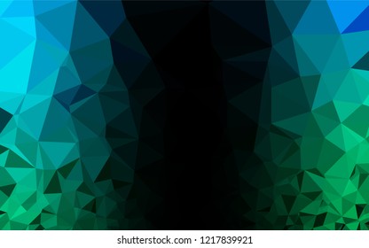 Light Blue, Green vector shining hexagonal template. A vague abstract illustration with gradient. Triangular pattern for your business design.