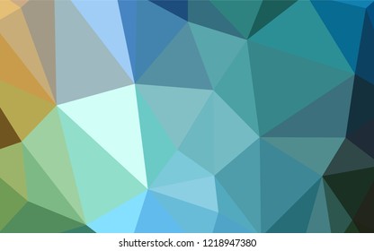 Light Blue, Green vector shining triangular cover. Shining polygonal illustration, which consist of triangles. Pattern for a brand book's backdrop.