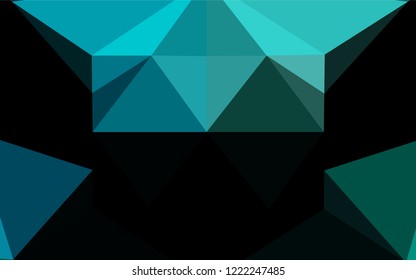 Light Blue, Green vector shining hexagonal pattern. Triangular geometric sample with gradient.  The template can be used as a background for cell phones.