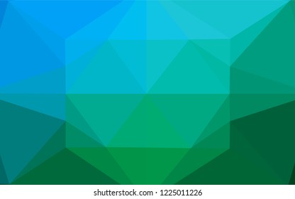 Light Blue, Green vector shining hexagonal template. A vague abstract illustration with gradient. Triangular pattern for your business design.