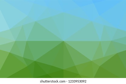 Light Blue, Green vector shining hexagonal template. Shining illustration, which consist of triangles. The best triangular design for your business.