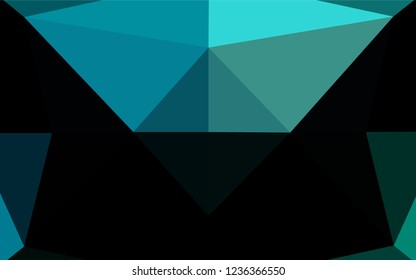 Light Blue, Green vector shining hexagonal background. Geometric illustration in Origami style with gradient.  The template can be used as a background for cell phones.