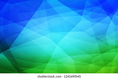 Light Blue, Green vector shining triangular backdrop. A completely new color illustration in a polygonal style. Completely new template for your banner.